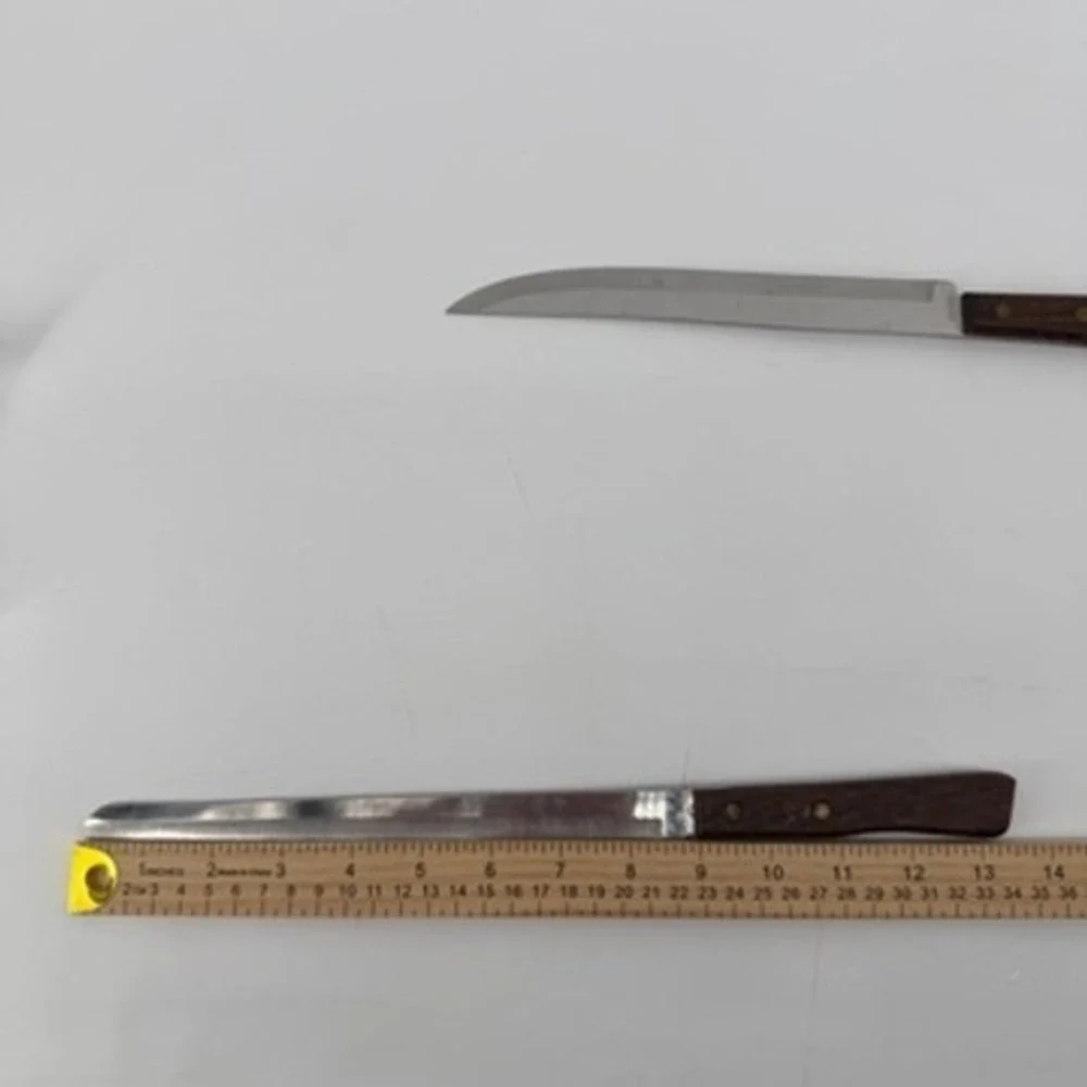 Forgecraft Vintage Stainless USA Knife Set 2pc Wood Handle Slicer Utility Knife
